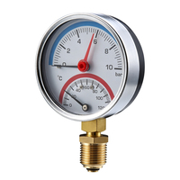 80mm Pressure Temperature Combo Gauge 0-120 0-10Bar Brass Connection 2.5% Accuracy Analog Display for Boiler HVAC Heating