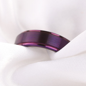 Purple Tungsten Steel Ring 468mm <b>Brushed</b> Finish Women's Fashion Jewelry Gift Band Simple Stylish Design - Product Image 3