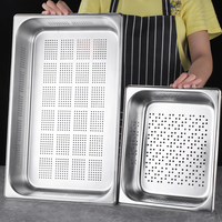 Perforierte Gastro norm pfanne Edelstahl-Gastro norm behälter mit Deckel 65mm 100mm 150mm Gn-Pfannen in Lebensmittel qualität