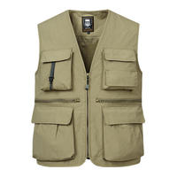 Veste de pêcheur, de photographe et de journaliste en polyester et coton, multi-poches, personnalisable avec logo, vente en gros, unisexe, tendance