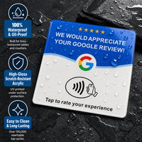 لافتة طاولة أعمال مخصصة بشعار، بتقنية NFC عالية التردد، لبطاقة مراجعة جوجل وتصنيف 5 نجوم، مصنوعة من PC/PVC مقاومة للحرارة العالية، تدعم التفاعل بدون لمس على المنضدة
