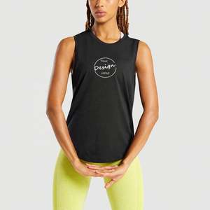Camiseta sin mangas de algodón informal para mujer, personalizada con logotipo, de alta calidad, transpirable, ecológica, de longitud regular, tejido acanalado suave para entrenamiento - Product Image 2