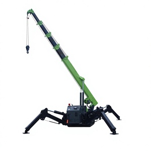 Grue araignée hydraulique verte avec flèche articulée et base à quatre pattes pour l'entretien des toitures - Product Image 1