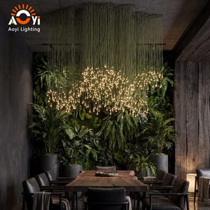 <span class=keywords><strong>Lustre</strong></span> LED en forme de goutte d'eau vert long pour restaurant et mur végétal, <span class=keywords><strong>lustre</strong></span> artistique moderne personnalisé - Product Image 2