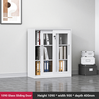 Armoire de rangement de bureau en métal verrouillable avec porte en verre et classeur en acier, utilisée pour ranger des livres et des documents