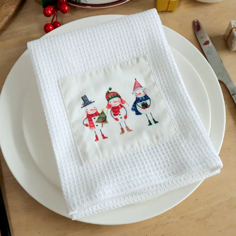 Serviettes de Noël en coton et lin au design personnalisé Serviettes de table en tissu vendues en gros