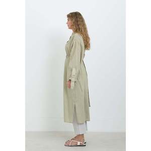 Chemise tunique rayée à ceinture pour femme, en popeline, boutonnée, décontractée, à porter au quotidien - Product Image 6