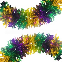 Guirlande de Mardi Gras en Tinsel, Rond, Violet, Or, Vert, Décoration Suspendue pour Porte, Mur, Fête, Carnaval