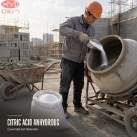 Acide citrique anhydre de qualité technique et industrielle, poudre cristalline blanche pour l'ajustement du pH de l'eau et retardateur de prise du béton