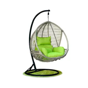 Modern hamak yumurta asılı sallanır sandalye hasır Rattan yuvarlak bahçe asılı koltuk salıncak sandalye