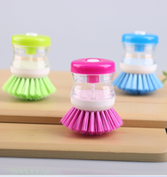 Brosse à vaisselle avec distributeur de savon, brosse de nettoyage de cuisine à pression pour casseroles, poêles et éviers, réservoir rechargeable