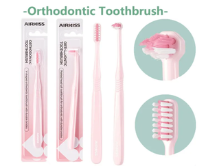 AIRKISS Lot de 2 brosses à <span class=keywords><strong>dents</strong></span> orthodontiques à tête pointue, brosses interdentaires souples pour appareils dentaires - Product Image 1