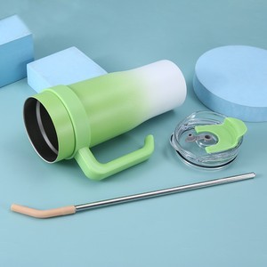 Venta al por mayor a granel precio barato moda mango único lindo doble pared de acero inoxidable aislado al vacío botella vaso frasco - Product Image 2