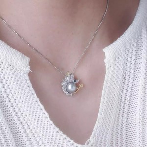 Accessoires en perles DIY pour femmes 31330 Pendentif en argent S925 avec perles de 9-10 mm Support vide Petit hérisson Pendentif tendance - Product Image 4