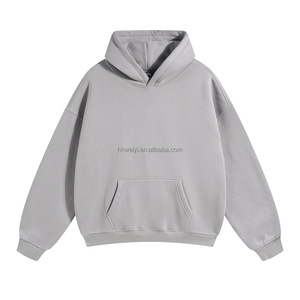 Wholesale Heavyweight Cotton 350g Oversize Men Hoodie Custom Logo Puff Print Streetwear Pullover Sweatshirt OEM - Product Image 4
