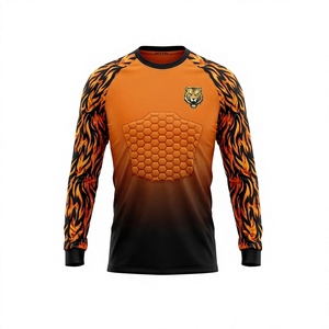 Custom Goalkeeper Jersey Sublimated Long Sleeve Soccer Jerseys <b>Padded</b> Chest Protection Moisture Wicking Front 100% Polyester - Product Image 1