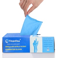 Gants d'examen jetables en nitrile Titanfine, sans latex, sans poudre, bleus, 3,5 g, prix usine, pour usage médical et alimentaire