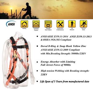 탄성 끈 영구 추가 키트 ANSI 개인 준수 산업용 드롭 방지 안전 벨트 6 피트 충격 흡수 - Product Image 3