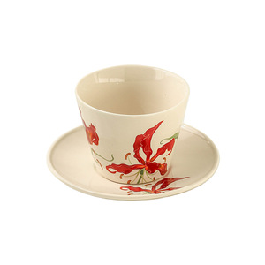 Tazze da tè <span class=keywords><strong>Vintage</strong></span> a motivi floreali in ceramica con piattini, Set di tazze da caffè in porcellana con Design floreale retrò per casa e caffè - Product Image 5