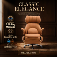 Chaise de bureau exécutive moderne électrique intelligente de luxe avec fonction de massage, dossier incurvé, ergonomique, inclinable, en bois, pour le bureau à domicile