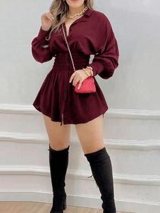Abito <span class=keywords><strong>Estivo</strong></span> Casual Chic da Donna con Scollo a V, Elegante <span class=keywords><strong>Vestito</strong></span> <span class=keywords><strong>Corto</strong></span> a Maniche Lunghe con Vita Alta e Stampa - Product Image 3