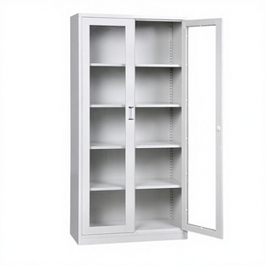 Metal Steel Full Glass Sliding Door <b>Filing</b> <b>Cabinet</b> Key <b>Lock</b> for Home Office- Workshop Gym-Durable Commercial Storage Furniture - Product Image 2