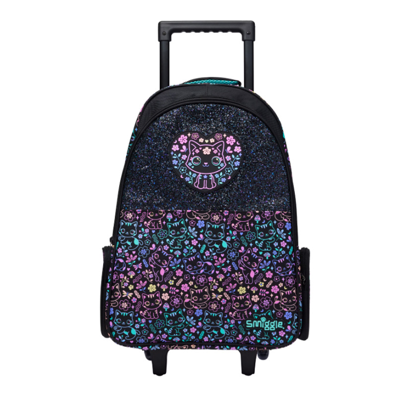Mochila gato lindo floral negro-4532cm