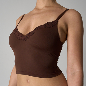 SK1298+1226-4 Conjunto de Camiseta sin Mangas con Encaje y Shorts Acolchados para Mujer, 76% Nailon, 24% Elastano, Lencería Cómoda y Transpirable para <span class=keywords><strong>Dormir</strong></span> y Descansar - Product Image 6