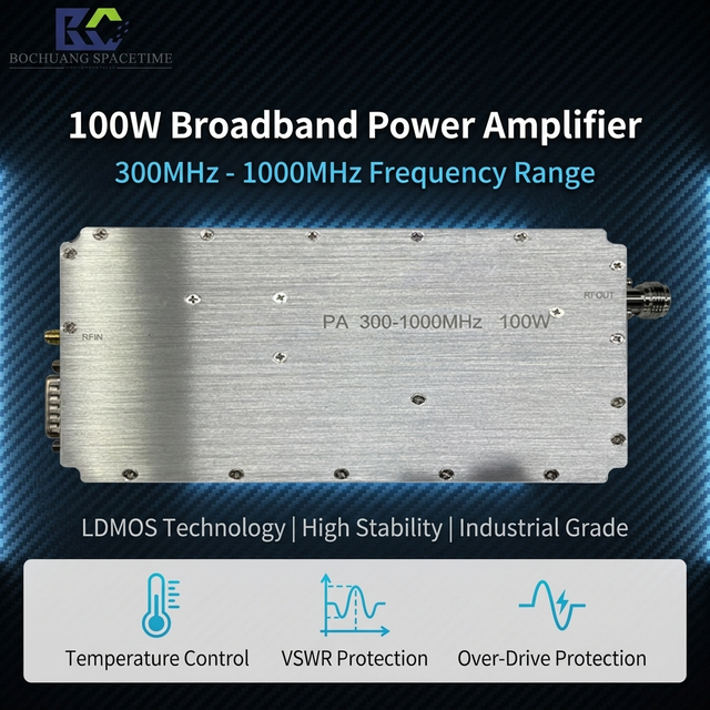 Bochuang SpaceTime 300MHz-1GHz Broadband 802.11ac Passive Power Amplifier 100W LDMOS PA Module 50dBm Gain Temperature Control