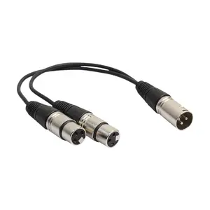 3 Pin XLR Female Jack To Dual 2 Male Plug Y Splitter Cable Adaptor