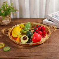 Luxe Europese ronde fruit schaal met handgrepen, opbergplateau, op maat gemaakte dessertbord, bruiloftdecoratie, keukenartikelen, huisdecoratie