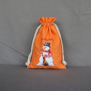 Personalized Customizable Eco-friendly Small Organic Cotton Recyclable Canvas <b>Christmas</b> <b>Gift</b> <b>Bags</b> <b>Drawstrings</b> for Festive Party - Product Image 2