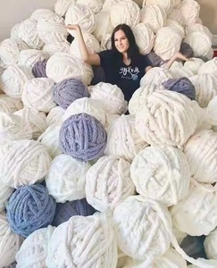 Wholesale Mixed Greys Chunky Chenille <b>Yarn</b> Bluky Chenille <b>Yarn</b> 2cm for Knitting Blanket - Product Image 1
