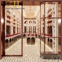 Conception de l'aménagement d'un magasin de bijoux, vitrine à bijoux avec éclairage LED, présentoir de luxe pour bijoux pour magasin de détail
