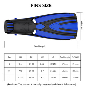 Lacets de chaussures à ressort réglables en gros, palmes de plongée pour adultes, <span class=keywords><strong>talon</strong></span> ouvert, caoutchouc TPR souple, lame en PP, palmes longues - Product Image 5