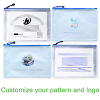 Organisateur de fournitures de bureau en PVC imperméable avec logo personnalisé, papeterie pour étudiants, pochette à fermeture éclair en maille transparente A4 personnalisée