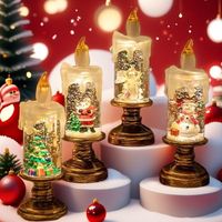 Bougie LED sans flamme de Noël, veilleuse de bureau, décoration lumineuse, cadeau, fête, piles incluses
