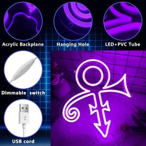 <span class=keywords><strong>Prince</strong></span> Purple Symbol Neon Signs USB Powered Regulable Music <span class=keywords><strong>Singer</strong></span> para Love Sign para dormitorio Man Cave Music Studio Party Birthday - Product Image 2