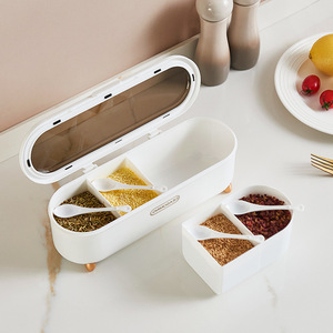 Juego de Almacenamiento para Cocina, Estante para Especias, Juego de Tres Piezas de Madera y Vidrio para Condimentos - Product Image 2