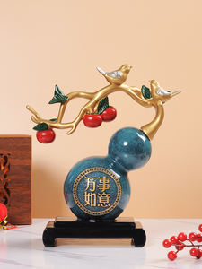 Todo lo mejor nuevo estilo chino muebles para el hogar artesanías de resina patrón de escultura de sala de estar adornos de calabaza para reubicación de casa nueva - Product Image 4