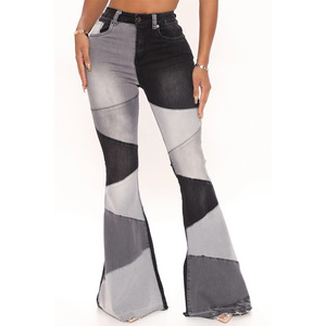 Jeans pour femmes assortis à la mode <span class=keywords><strong>de</strong></span> grand denim <span class=keywords><strong>de</strong></span> <span class=keywords><strong>jambe</strong></span> large des femmes en gros d'usine - Product Image 1