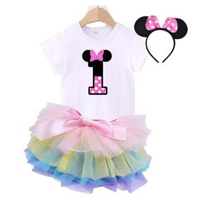 Set di abbigliamento per neonate Baby girls Happy Birthday a maniche corte compleanno tutù rosa abiti vestiti per bambine MBGO-006 - Product Image 6