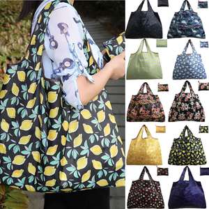 Sac de courses écologique pliable en nylon 190T, sac en plastique à carreaux en polyester réutilisable - Product Image 1