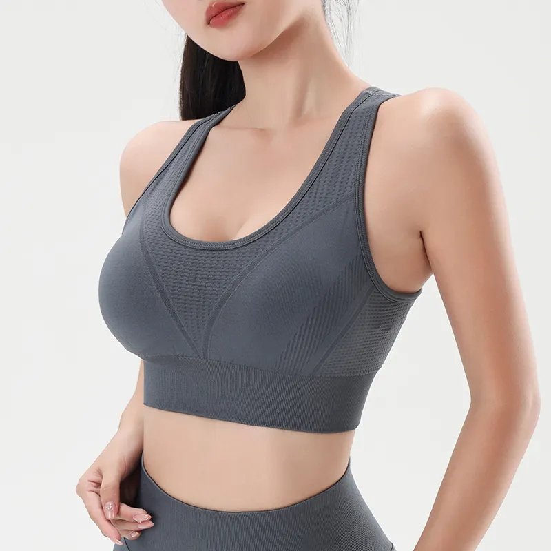 ÉCHANTILLONS GRATUITS soutien-gorge de sport sexy rembourré, respirant, à bretelles, à compression, à séchage rapide, pour femme, sans couture