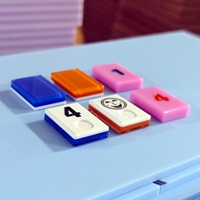 Jeu de Mahjong en Acrylique Gravé Orange Néon, Cubes de Rummy, Jeu de Table Moderne pour Amateurs de Jeux de Société