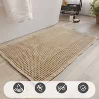 Tapis de bain gaufré style moderne FIGOO – Vente directe usine, super absorbant, lavable en machine, tapis de douche