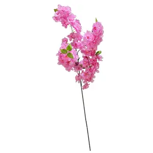 Ramos de flores artificiais para decoração, por atacado, 3 galhos, flor de cereja branca, sem folha, para decoração de casamento