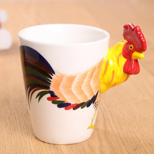 جديد مضحك رسمت باليد كوب قهوة الديك 3D مقبض يدوي كبير 15 أونصة بورسلين هدايا مثالية فريدة من نوعها - Product Image 1