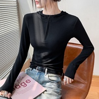 Pull fin à capuche pour femme, style coréen, col semi-ouvert zippé, manches longues, nouvelle mode automne 2025, coupe ajustée