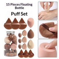 15Pcs Set Spons Makeup Blender Velvet Powder Puff Bebas Lateks, Dapat Digunakan Basah & Kering, Alat Kosmetik untuk Meratakan Foundation